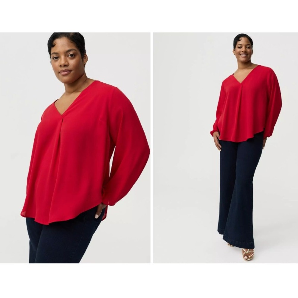 Torrid Georgette Pullover Tunic Top Plus Size 4X Jester Red Chiffon High Low NWT